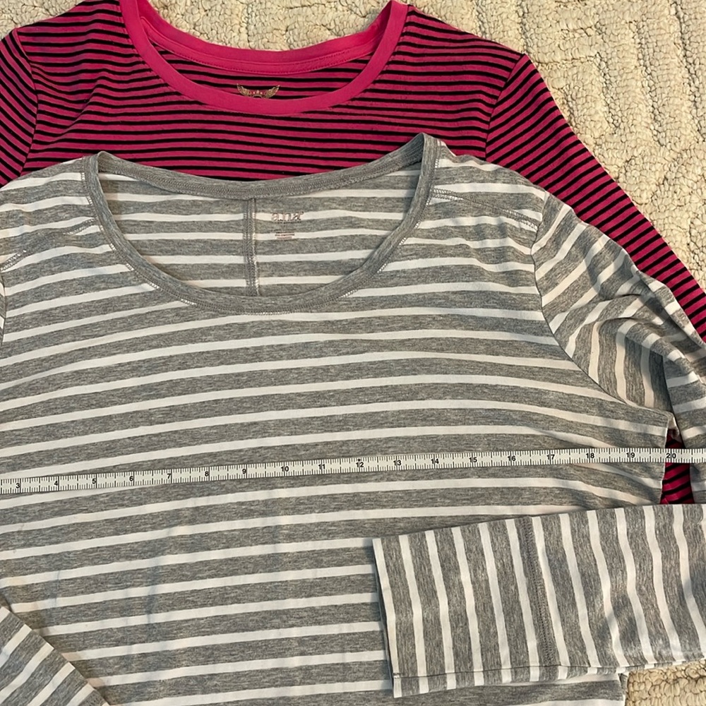 Lot of 3 a.n.a + 1 STRIPED LONG SLEEVE COTTON TOPS  (16-18)  XL-XXL - Picture 2 of 5